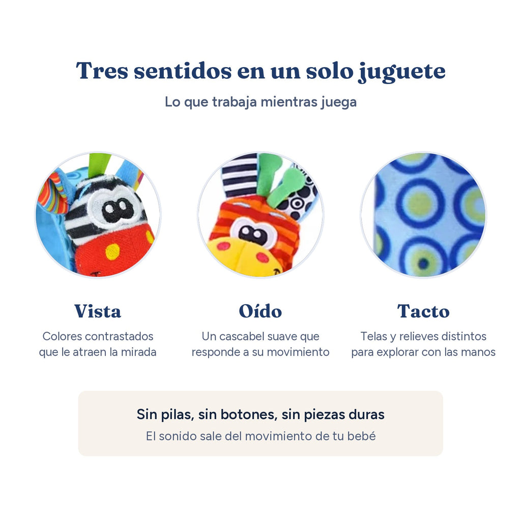 Los tres sentidos que trabaja: vista, oído y tacto