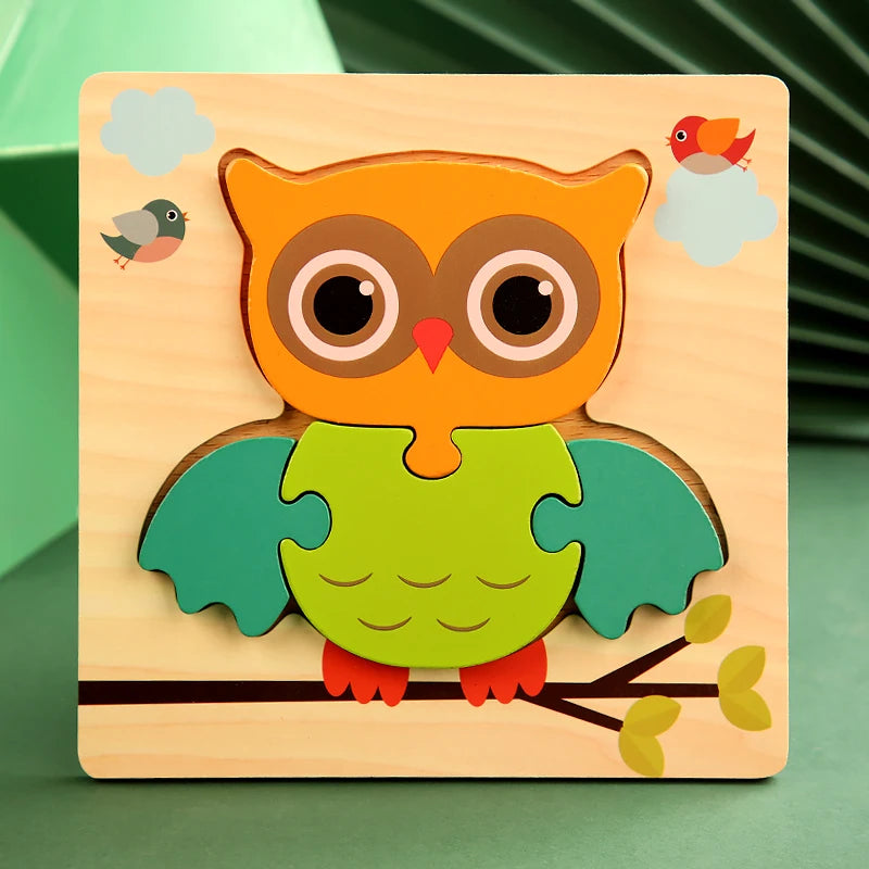 Rompecabezas 3D de Madera — Búho (Bosque)