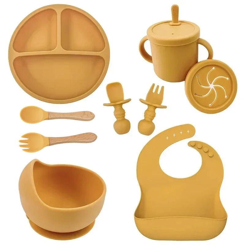 Set de Alimentación de Silicona — Amarillo (9 piezas)