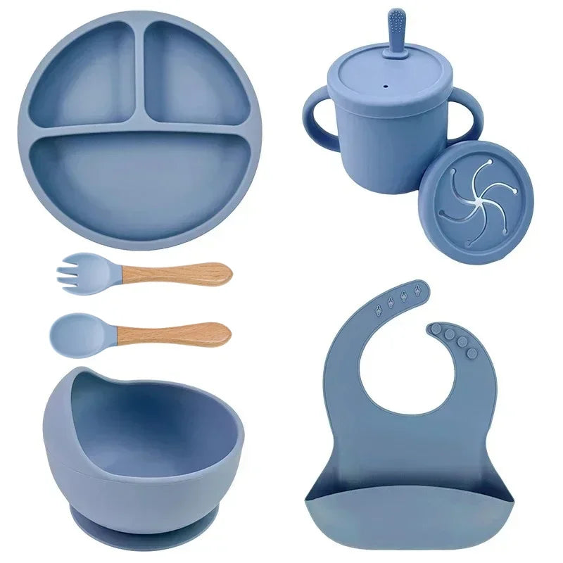 Set de Alimentación de Silicona — Azul (7 piezas)
