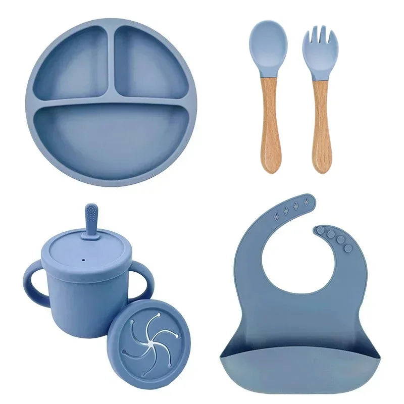 Set de Alimentación de Silicona — Azul (6 piezas)
