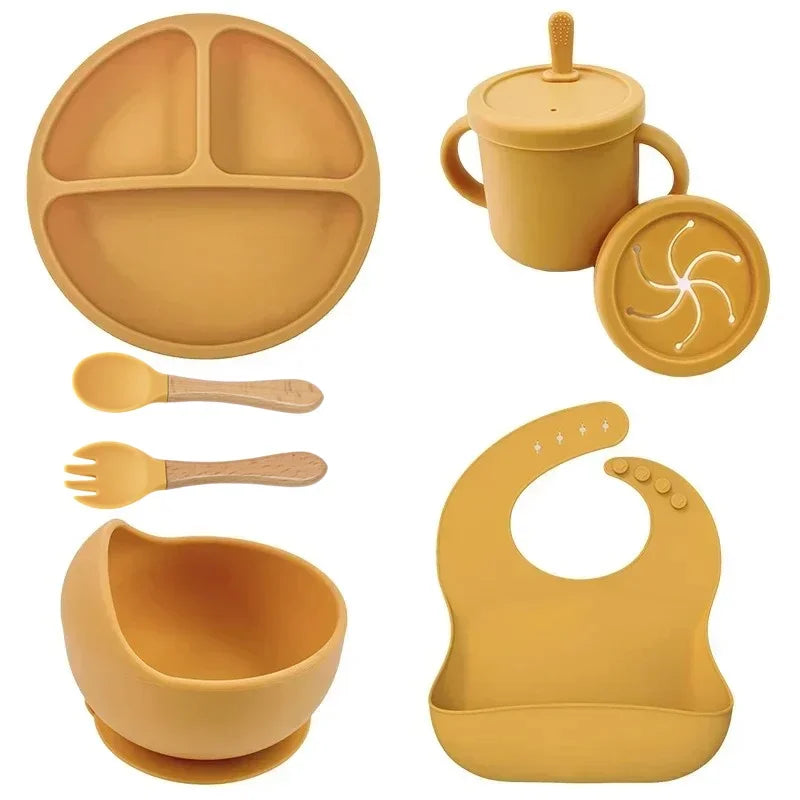 Set de Alimentación de Silicona — Amarillo (7 piezas)