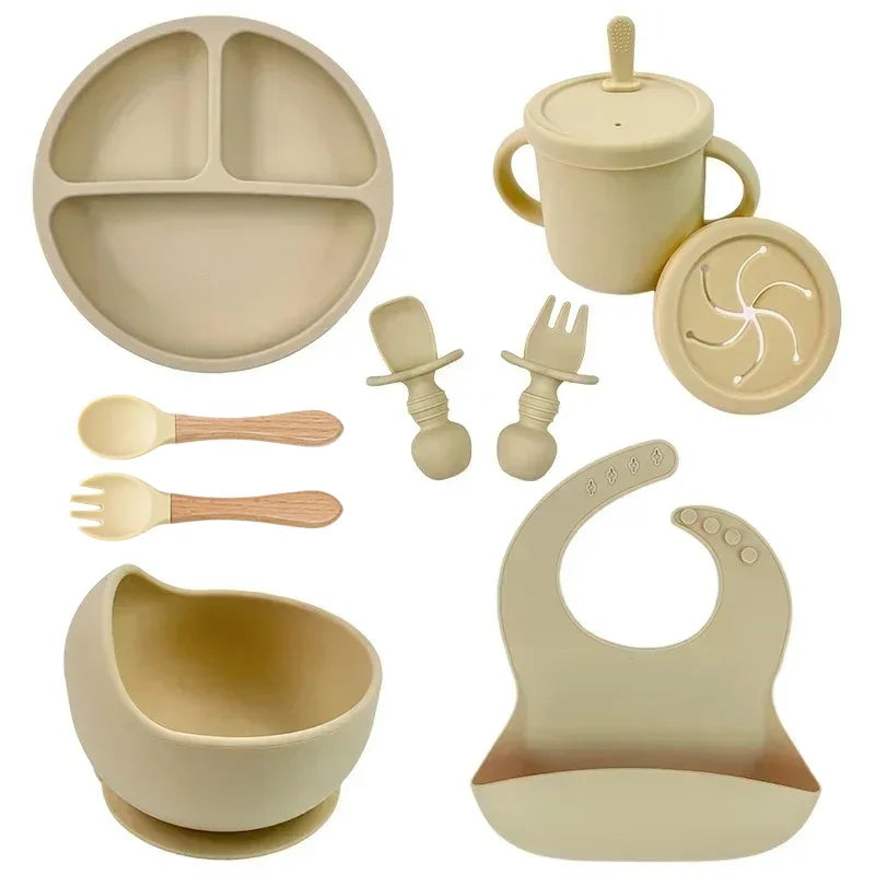 Set de Alimentación de Silicona — Beige (9 piezas)
