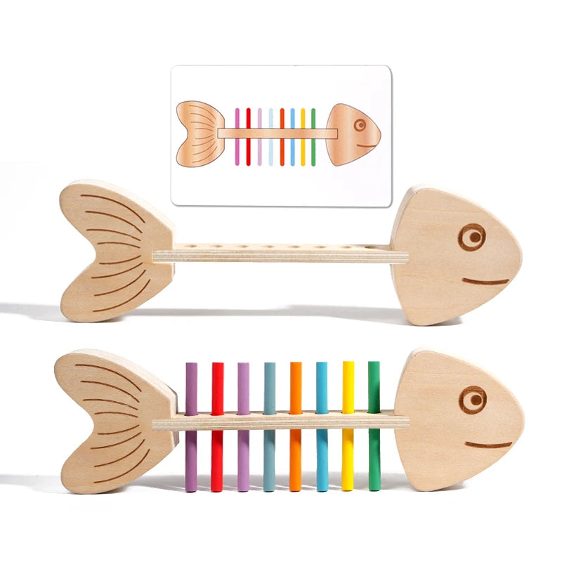 Comparación del pez vacío y del pez con todos los palitos puestos