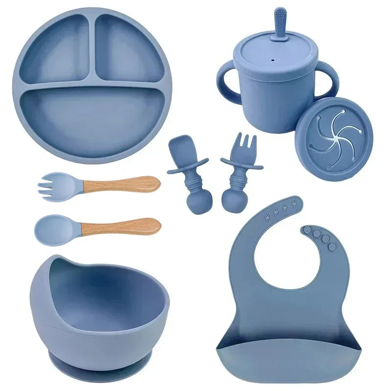 Set de Alimentación de Silicona — Azul (9 piezas)
