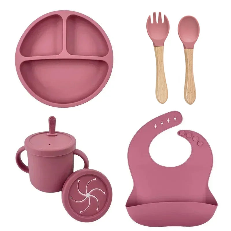 Set de Alimentación de Silicona — Rosa (6 piezas)