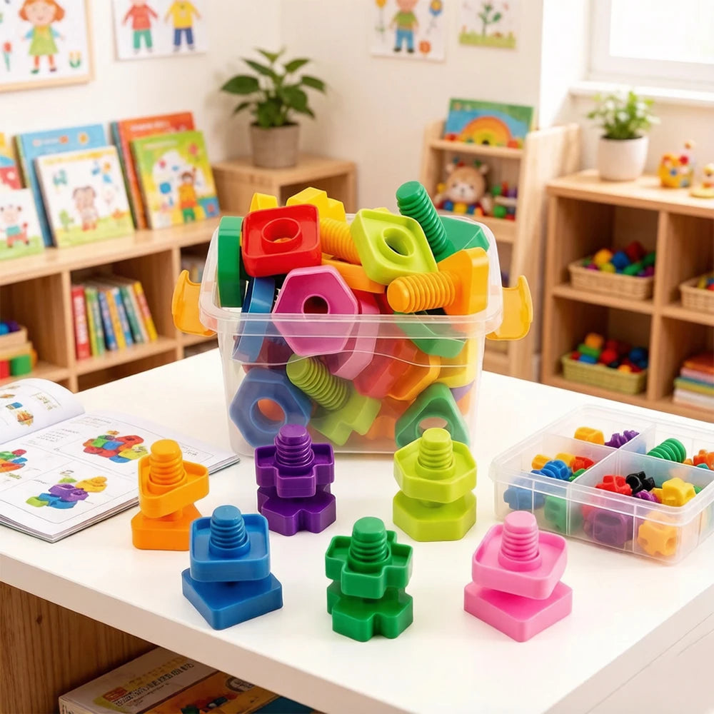 Set de tuercas y tornillos con su caja organizadora de piezas