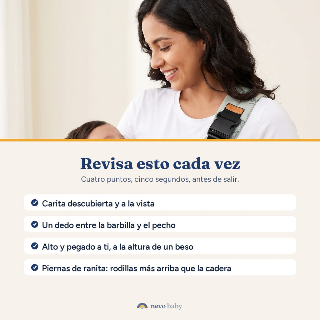 Cuatro puntos de seguridad a revisar cada vez que usas el portabebe
