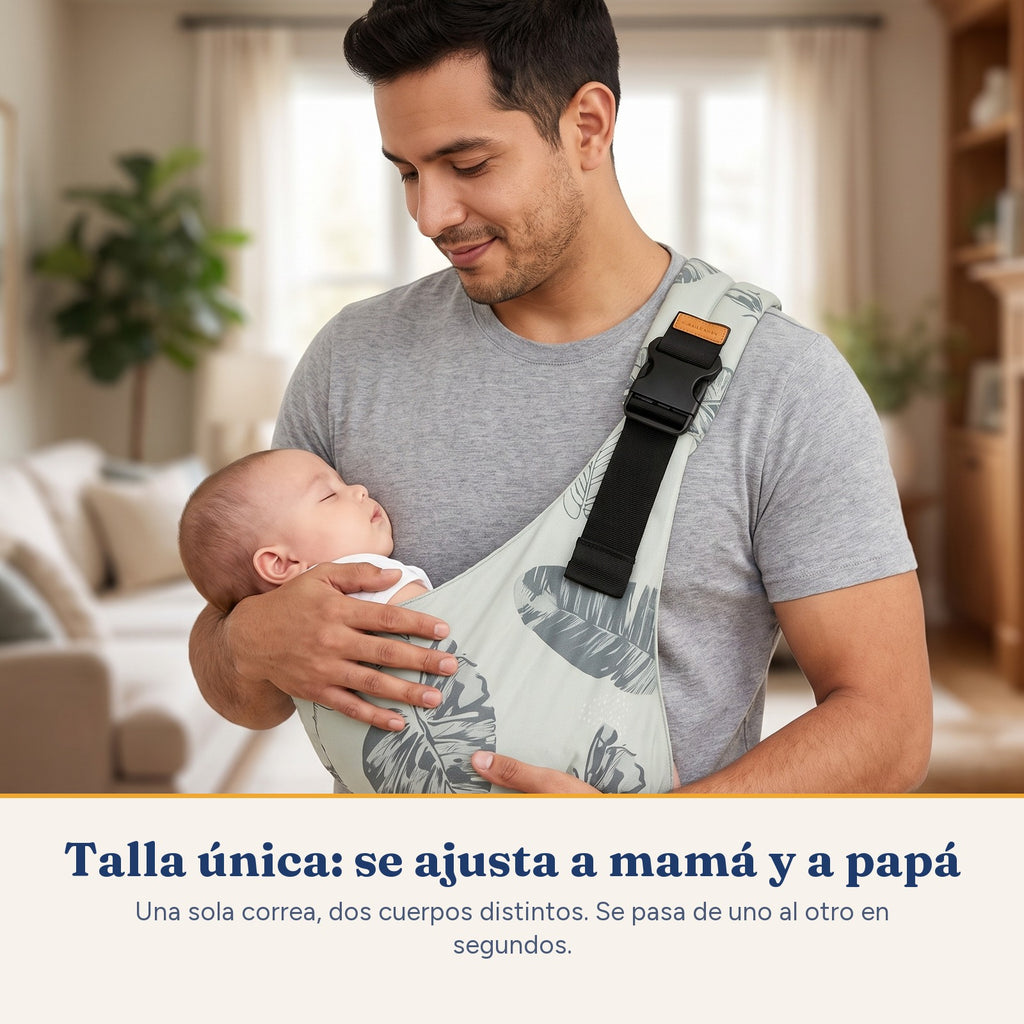 Papa cargando a su bebe en el Nevo Cangurito, talla unica
